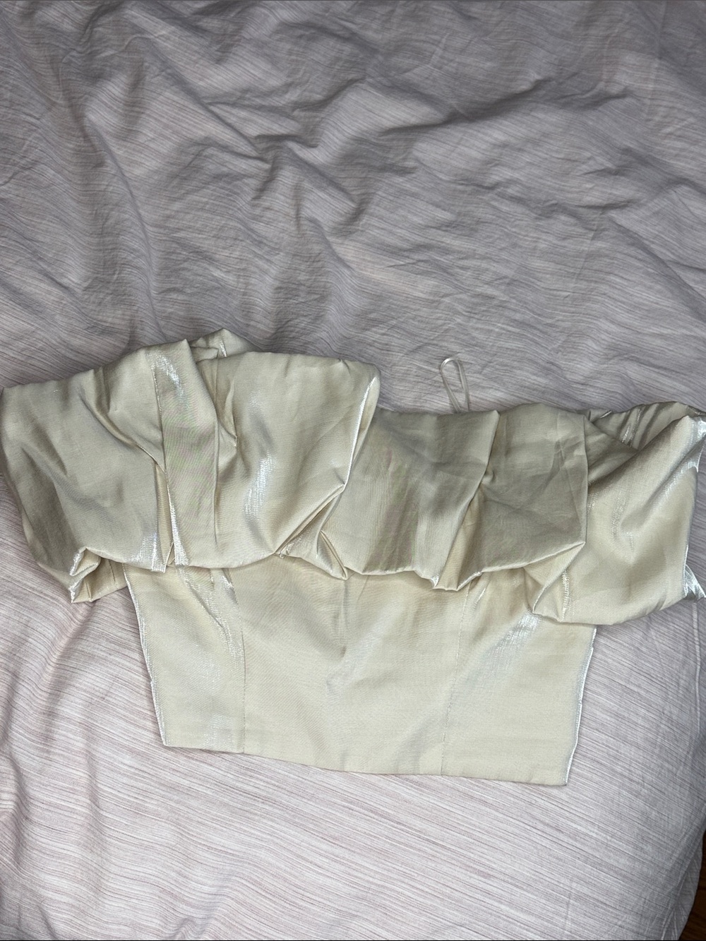 Dynamite Cream Off-Shoulder Ruffle Crop Top - Picture 10 of 10